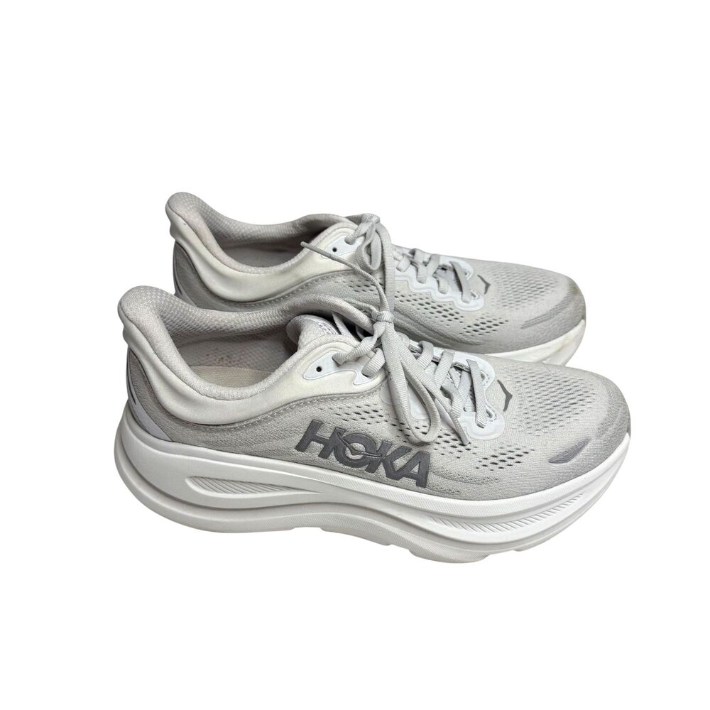 Hoka One One Bondi 9 Sneaker Shoe Mesh Stardust Silver Women 8.5
